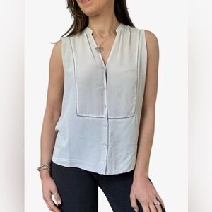 Go> By Gosilk Silk Button Down Sleeveless Top